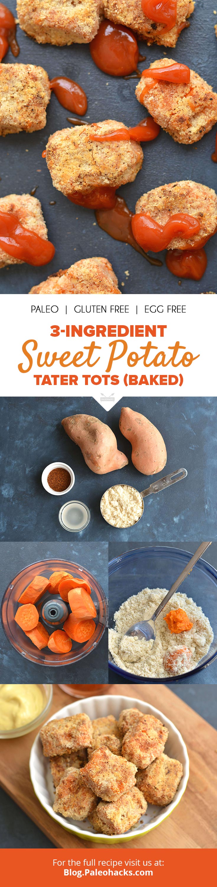 Baked, not fried, these sweet potato tater tots are crispy on the outside and creamy on the inside for a healthy, melt-in-your-mouth snack!