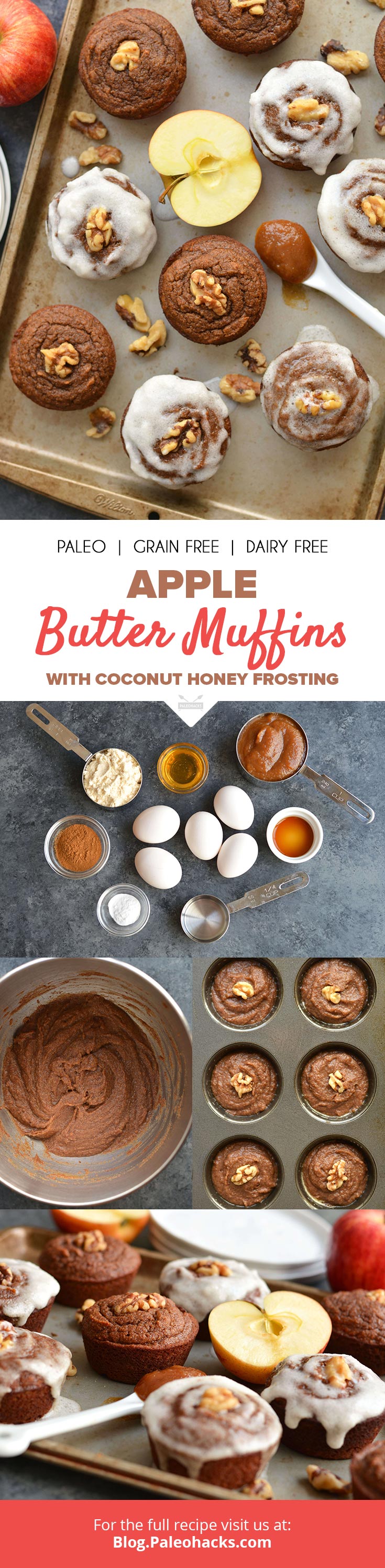 These bakery-style Apple Butter Muffins are drizzled with a coconut frosting for a breakfast best served warm! These muffins taste like cinnamon rolls.