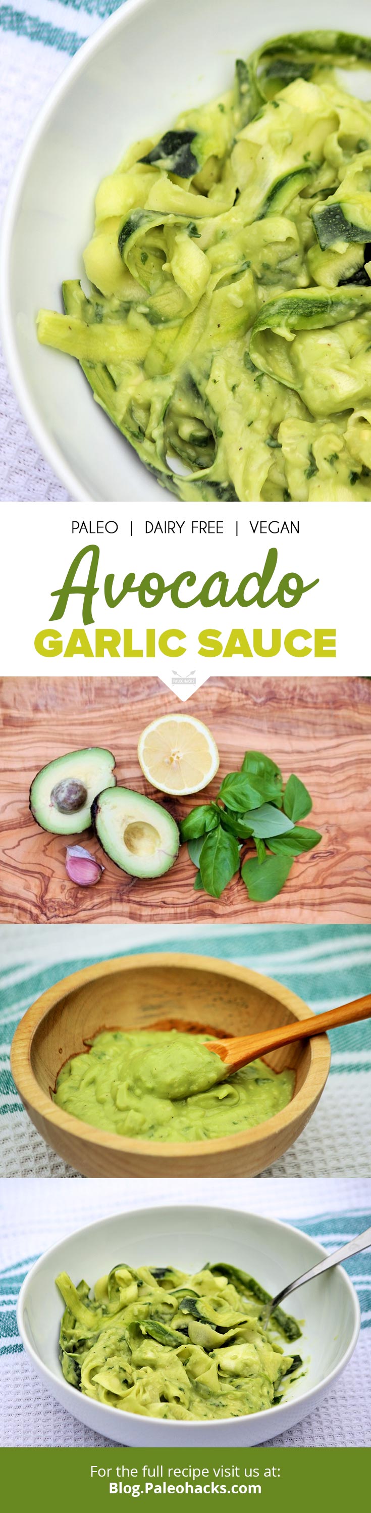 Try something different and blend up this avocado garlic sauce as a dip, or mix it with zucchini noodles for a crunchy, creamy dish.