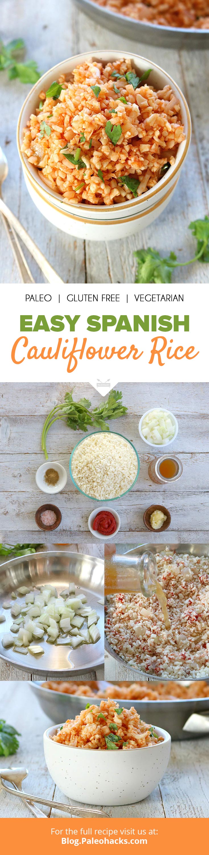 This Spanish-inspired “rice” will compliment all of your favorite entrées for a flavor-packed side dish and renew your love for cauliflower.