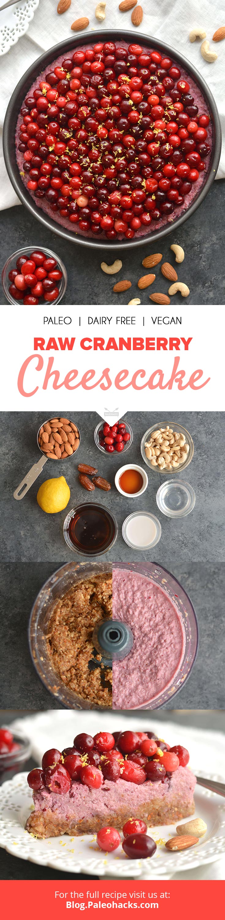 Dazzle your holiday table with this cranberry-studded, no-bake cake! Celebrate autumn with this easy, raw and dairy-free cranberry cheesecake.