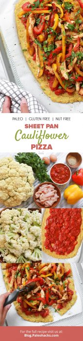 Sheet Pan Cauliflower Pizza | Paleo, Gluten Free, Nut Free