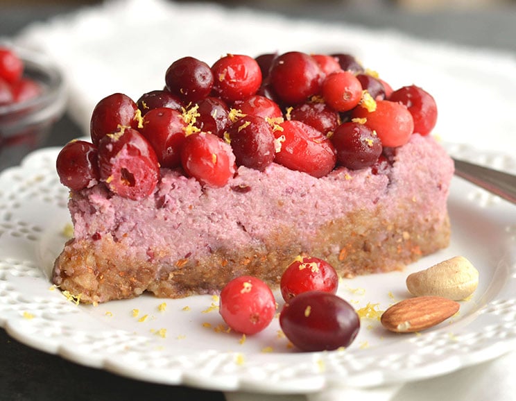 Raw Cranberry Cheesecake (Dairy Free, Paleo, No Bake)