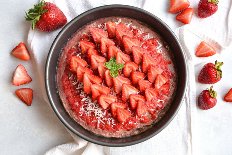 Strawberry Butter Cake with a No-Grain Crust