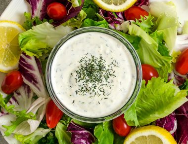 Swap your store-bought dressing with this healthier-for-you ranch recipe that’s made with just 4 Paleo ingredients! Who doesn’t love a side of creamy ranch?