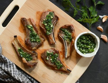 Lamb Popsicles Drizzled in Garlic-Parsley Sauce
