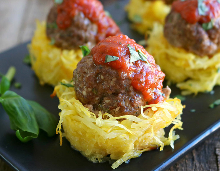 Meatballs in Spaghetti Squash Nests