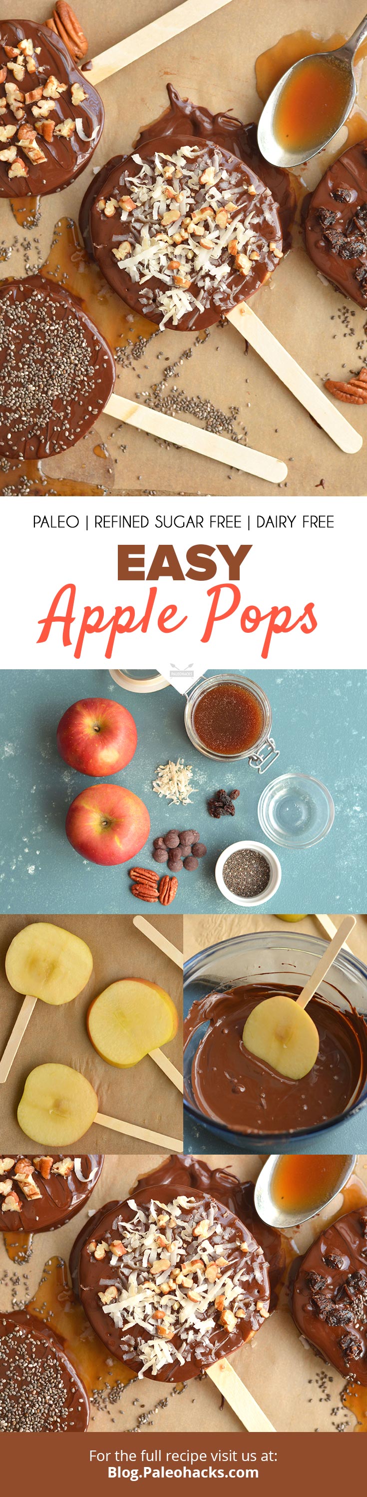 Candied Apple Pops drenched in chocolate, drizzled with caramel sauce and topped with nuts are the perfect fall treat!