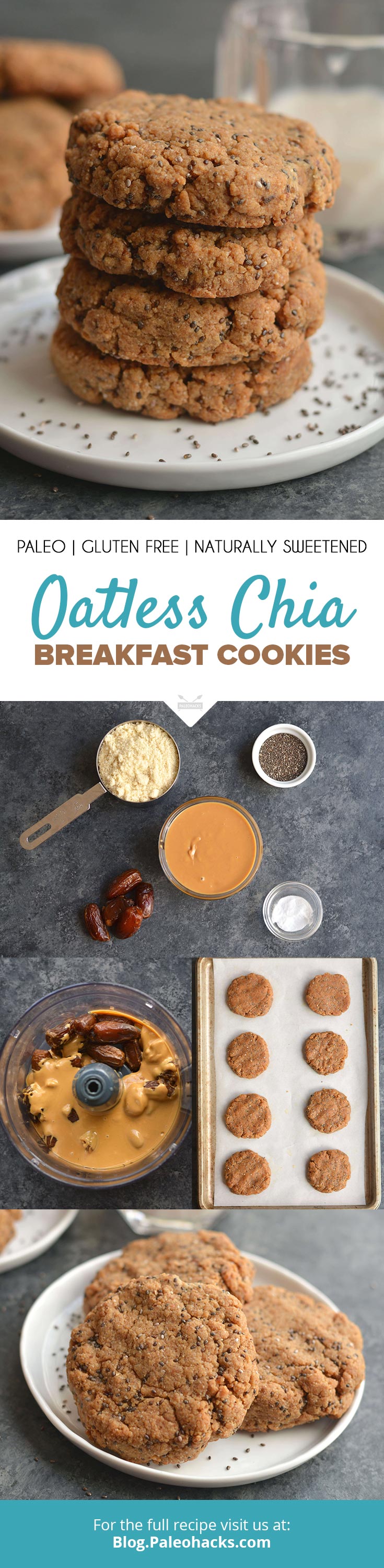 These 5-ingredient chia breakfast cookies are loaded with all kinds of goodies to fuel your morning. They're high in fiber and full of healthy fat!