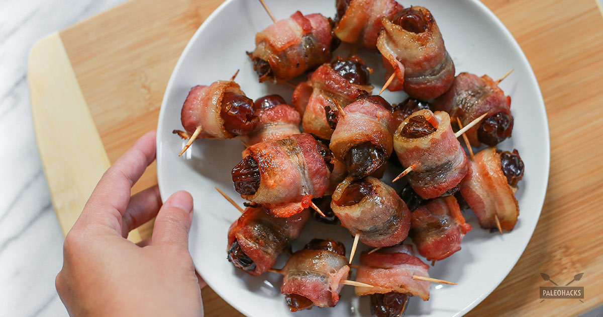 Easy 3Ingredient Bacon Wrapped Dates Paleo, Gluten Free