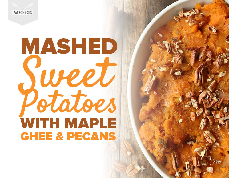 Maple syrup, cinnamon and pecans elevate these buttery mashed sweet potatoes to the next level.