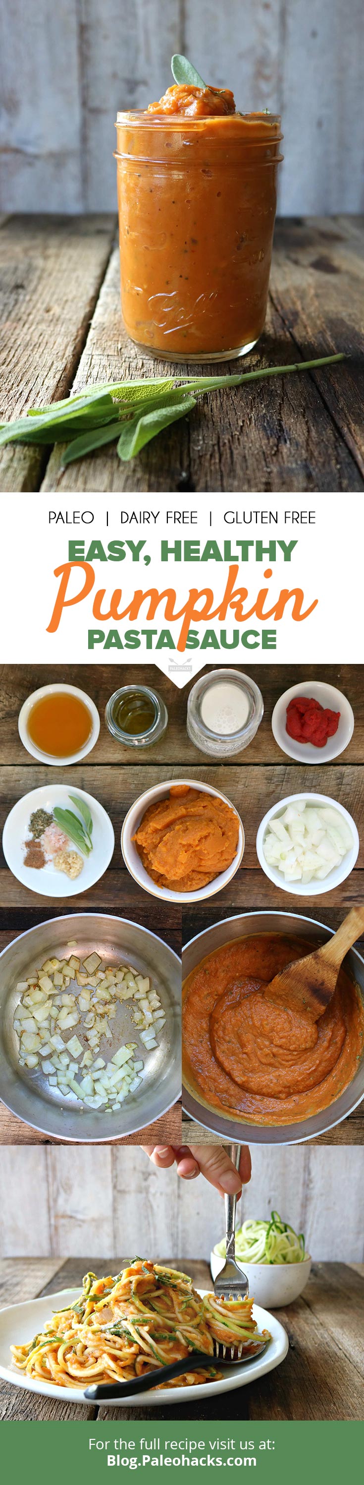 Easy, Healthy Pumpkin Pasta Sauce Paleo, Dairy Free, Gluten Free