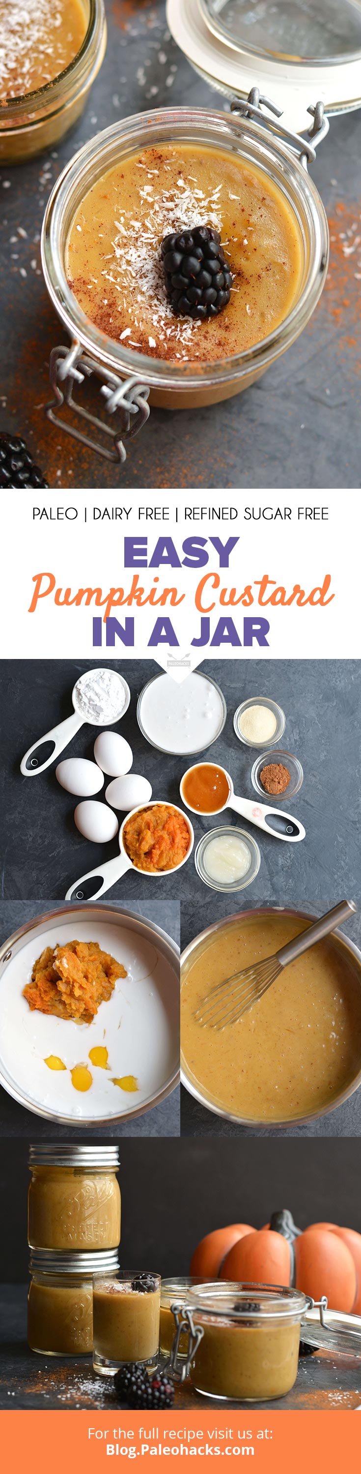 Grab a spoon and eat these mini Paleo Pumpkin Custards right out of the jar!
