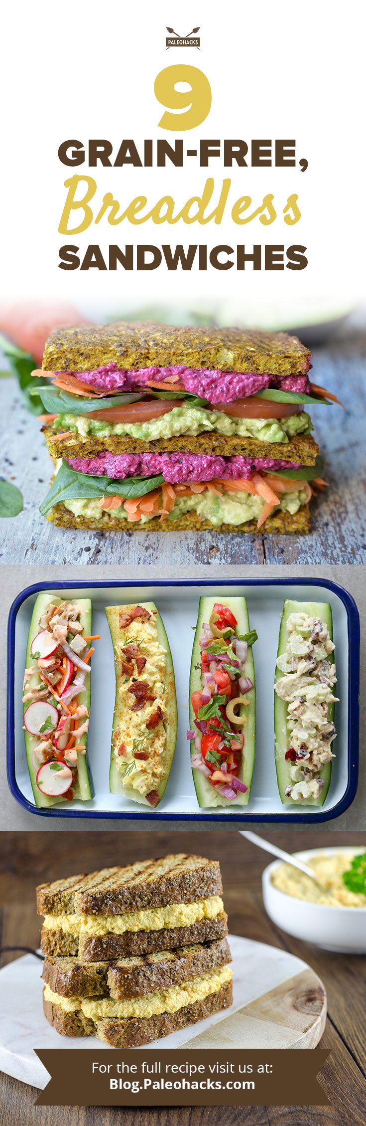 Sandwiches are the ultimate portable lunch food. Try these Paleo breadless sandwiches that swap bread for fresh red pepper, cauliflower, and even bacon.