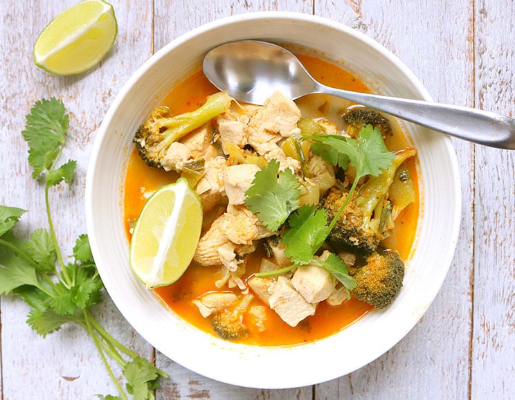 One-Pot Coconut Curry Soup with Chicken + Veggies