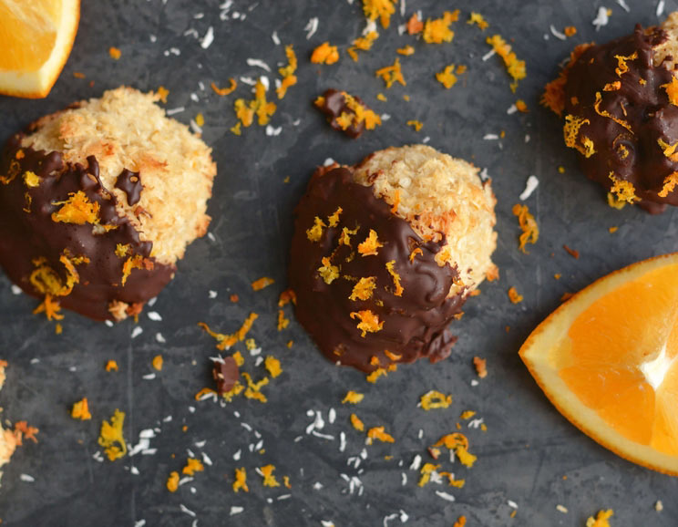 Orange Coconut Macaroons Dipped in Dark Chocolate