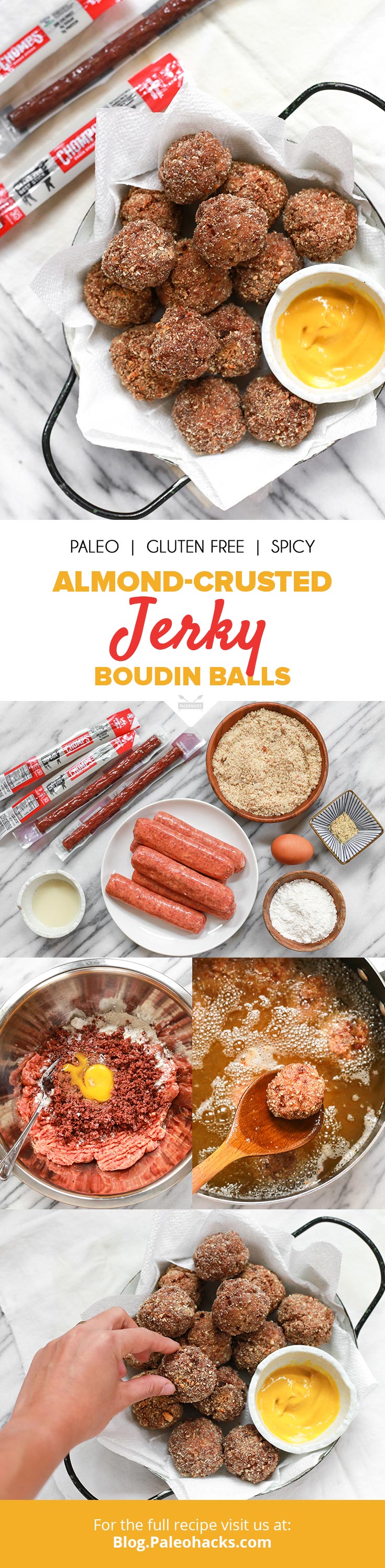 If you like meatballs, then you’ll love these Cajun-inspired boudin balls stuffed with beef jerky and sausage.