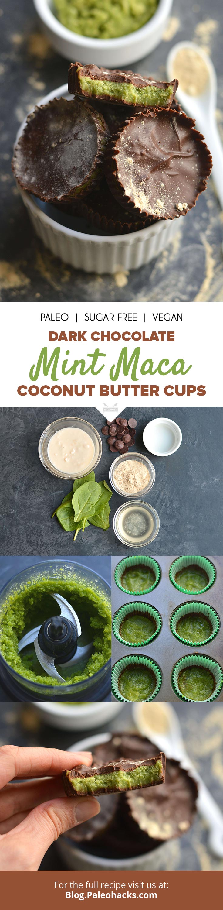 Stuff dark chocolate coconut butter cups with a creamy maca filling for an irresistible treat.