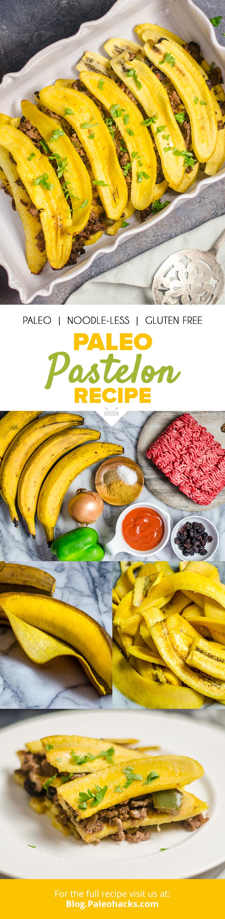 The delicate sweetness of ripe plantains and raisins balances the savory flavors of spiced minced beef in this Paleo Pastelón recipe.