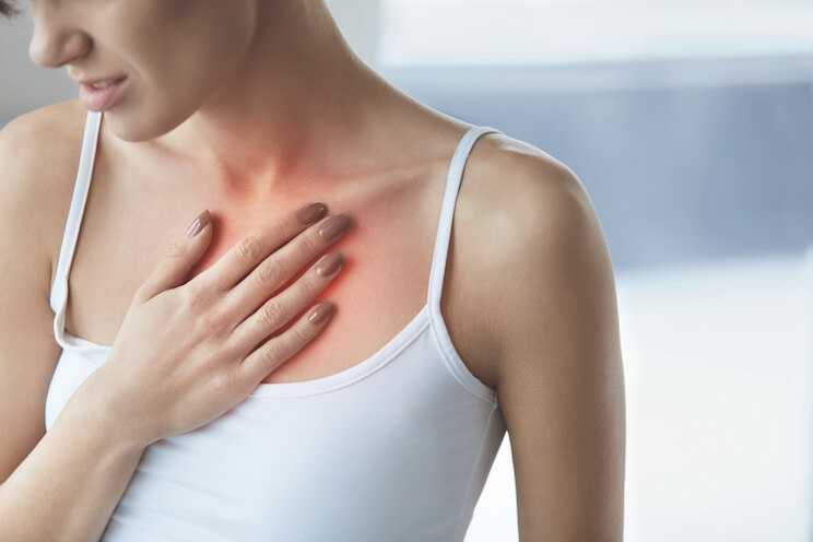 woman with chest or heart pain
