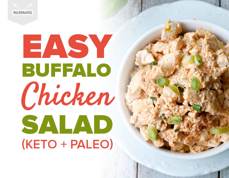 Shredded chicken replaces wings and gets covered in a homemade buffalo sauce for a low carb, high-protein lunch that satisfies.