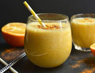 Give your immune system an anti-inflammatory boost with this vibrant vanilla turmeric orange juice.