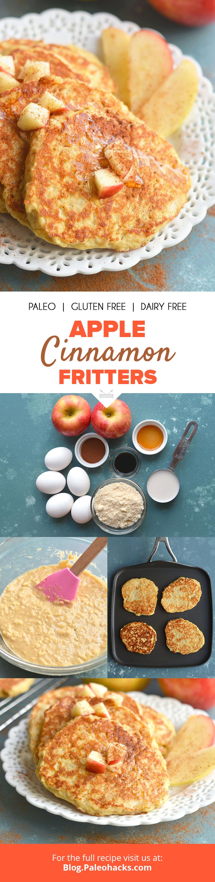 Fluffy apple cinnamon fritters are fried in coconut oil for a golden brown crust! These apple cinnamon fritters are great for meal prep.