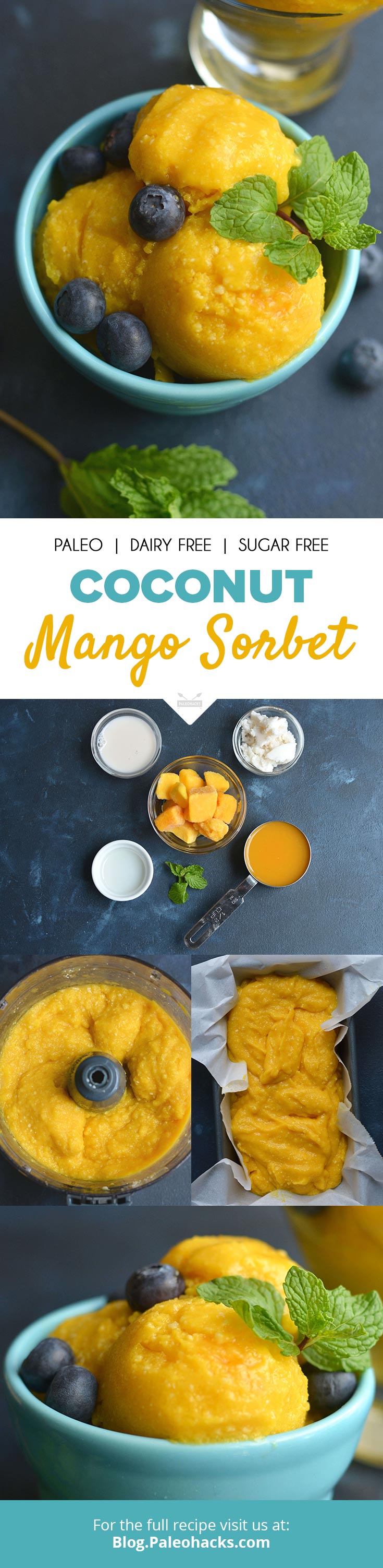 Made with mangoes, coconut butter, orange juice and coconut milk, this thick and creamy Coconut Mango Sorbet is slightly tart and perfectly sweet.