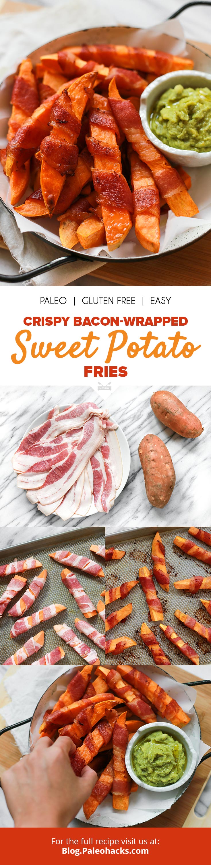 If you want to find more ways to incorporate bacon into your life, whip up these bacon-wrapped sweet potato fries.