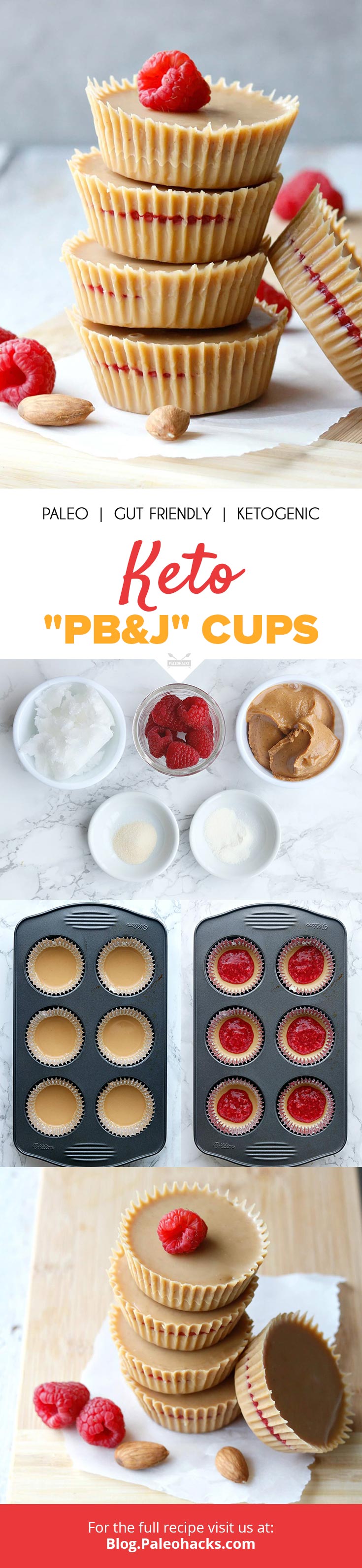 Filled with real raspberries and creamy almond butter, these keto PB&J cups are a healthy, guilt-free treat.