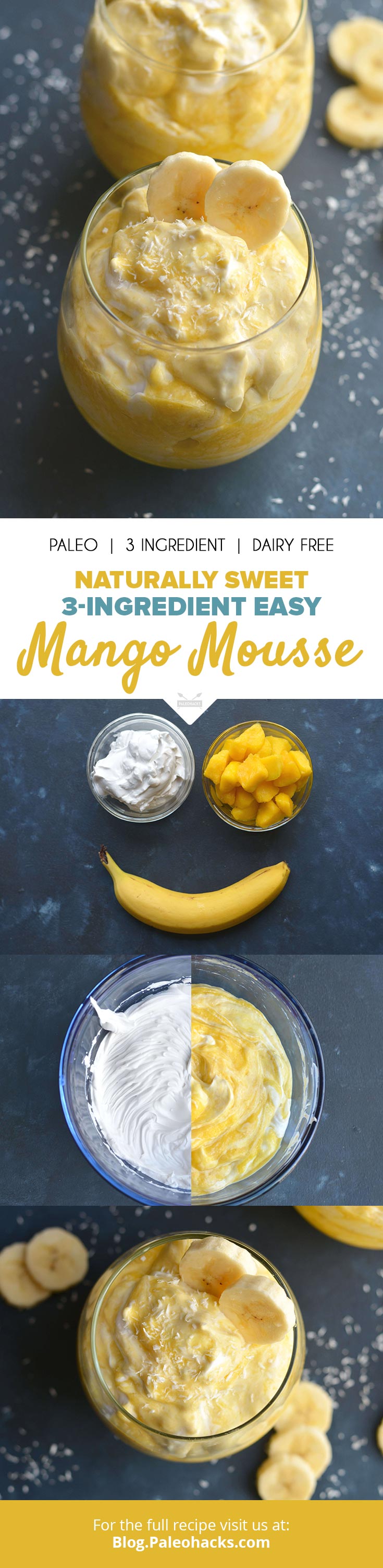 Blend up this light and fluffy mango mousse for a tropical treat you can enjoy year-round! All you need is chilled mango, a banana and coconut cream.