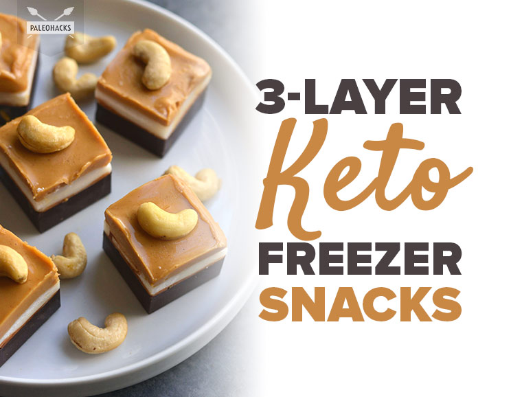 Layered with dark chocolate, coconut and nut butter - these Keto Fat Snacks are loaded with creamy, healthy fats.