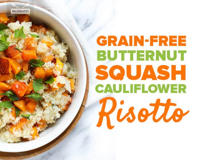 GrainFree Butternut Squash Cauliflower Risotto Paleo, Rice Free