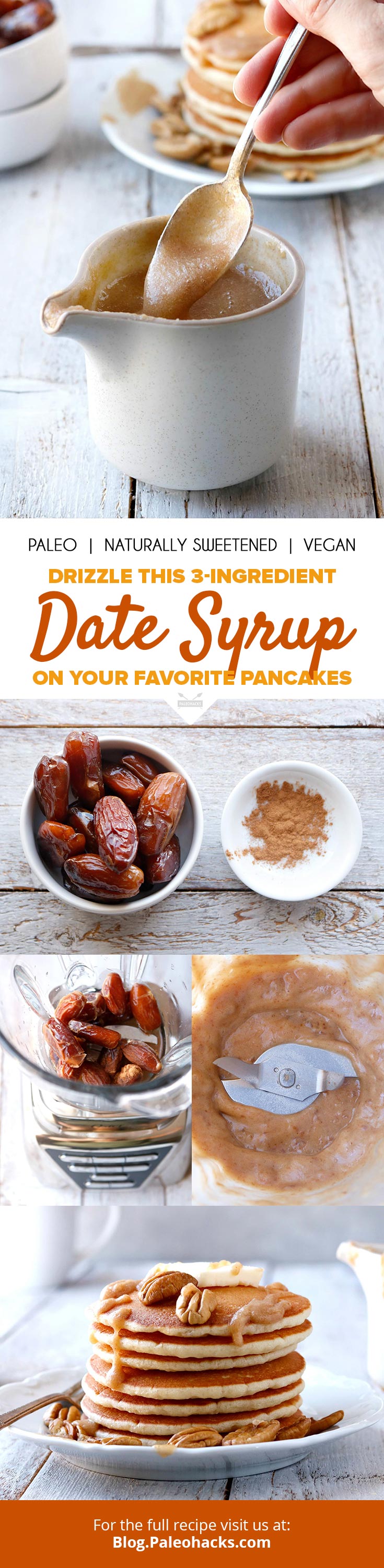 Want to make your own sweet pancake drizzler with just three healthy, vegan and Paleo ingredients? This easy recipe for date syrup will do the trick.