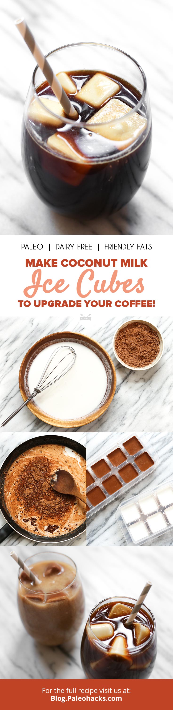 Make a batch of these coconut milk or dark chocolate ice cubes and have creamy, dairy-free iced coffee at a moment’s notice.