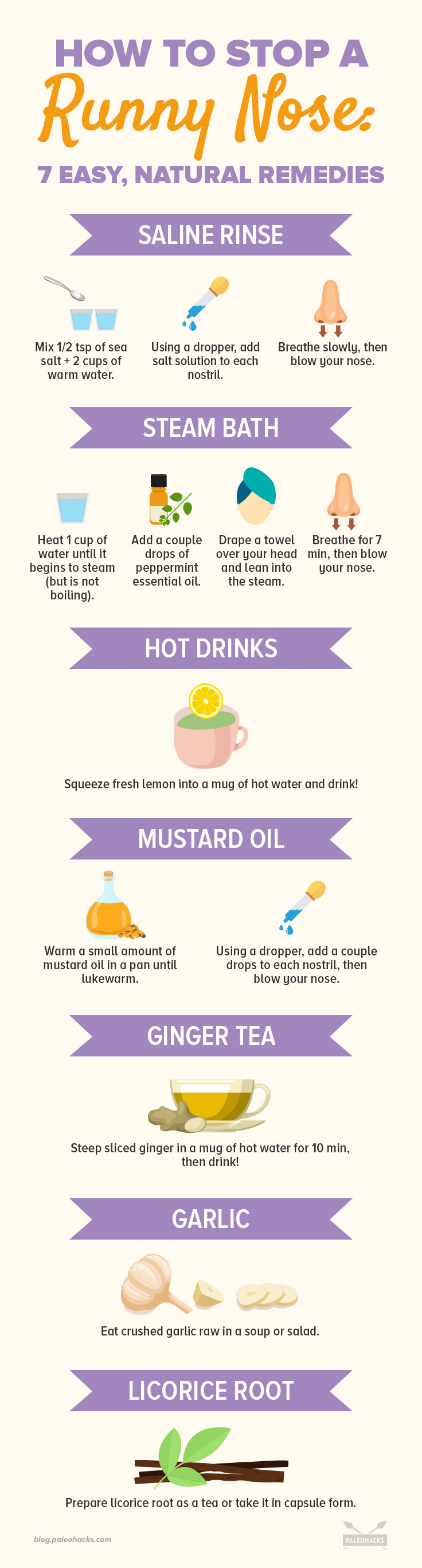 Before the used tissues start taking over your desk and your bed, try out a few of these natural remedies to get rid of your runny nose fast.