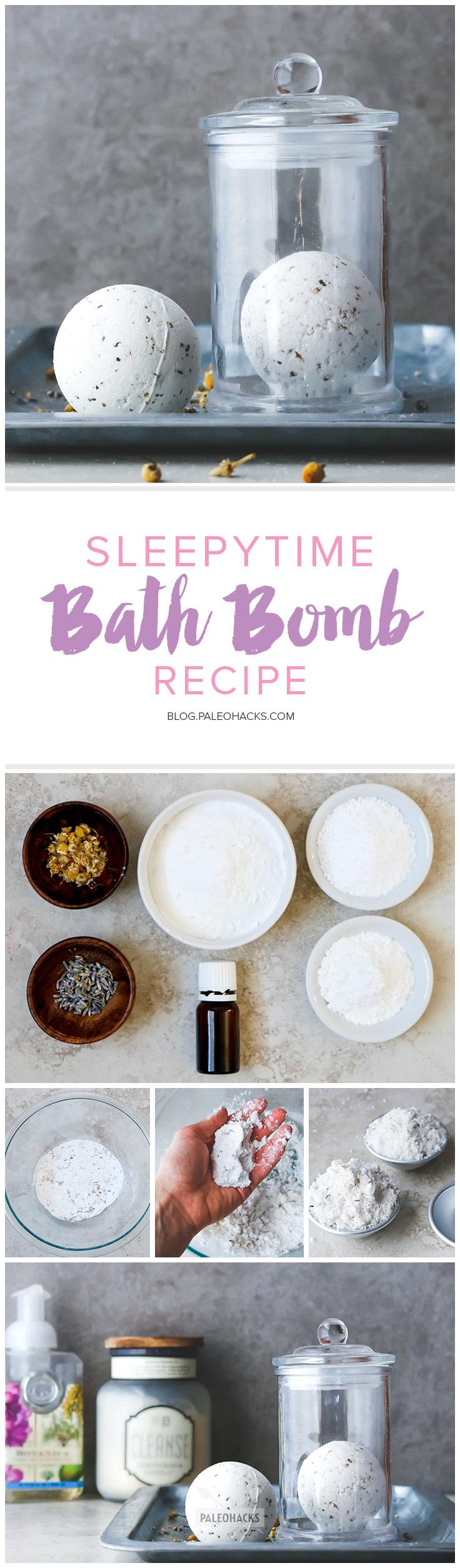 Ease into a restful sleep with these DIY natural fizzy bath bombs made from calming chamomile and lavender.