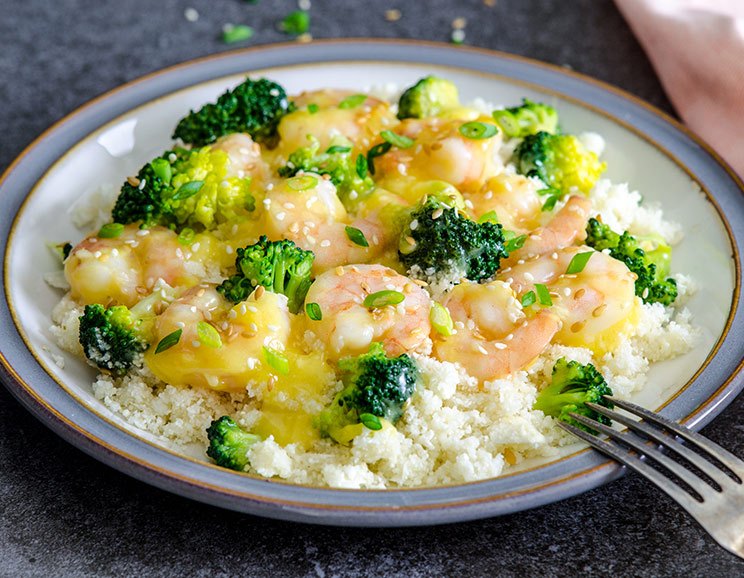 Paleo Orange Shrimp and Broccoli with Cauliflower Rice