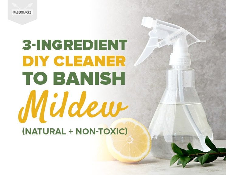 Vanish toxic mildew from your home with this all-natural DIY Mildew Spray made with hydrogen peroxide and essential citrus oils.