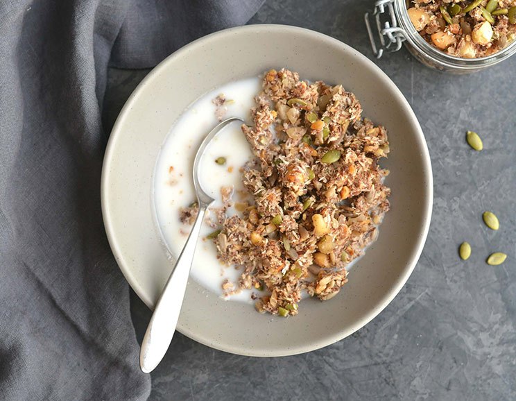 Dig into this Keto Granola packed with energy-boosting vitamins and healthy fats. This Paleo-friendly granola is a snack you can munch on throughout the day.