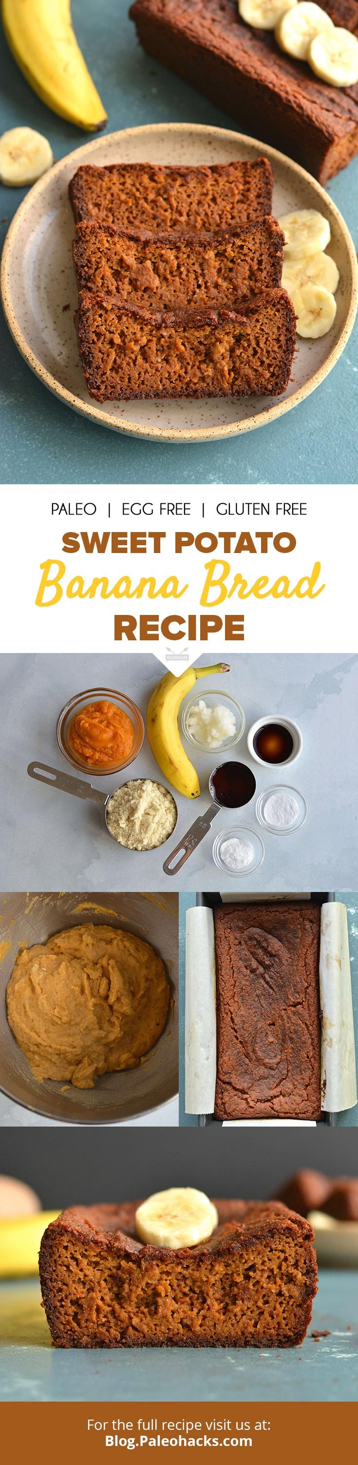 Use up leftover bananas in this gluten-free Sweet Potato Banana Bread recipe! There’s nothing like a freshly baked slice of banana bread.