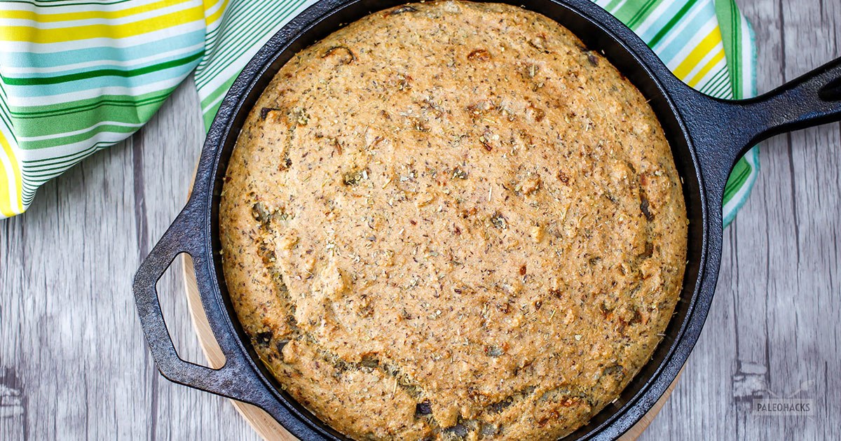 Savory Herb and Onion Bread Paleo, Gluten Free, No Knead