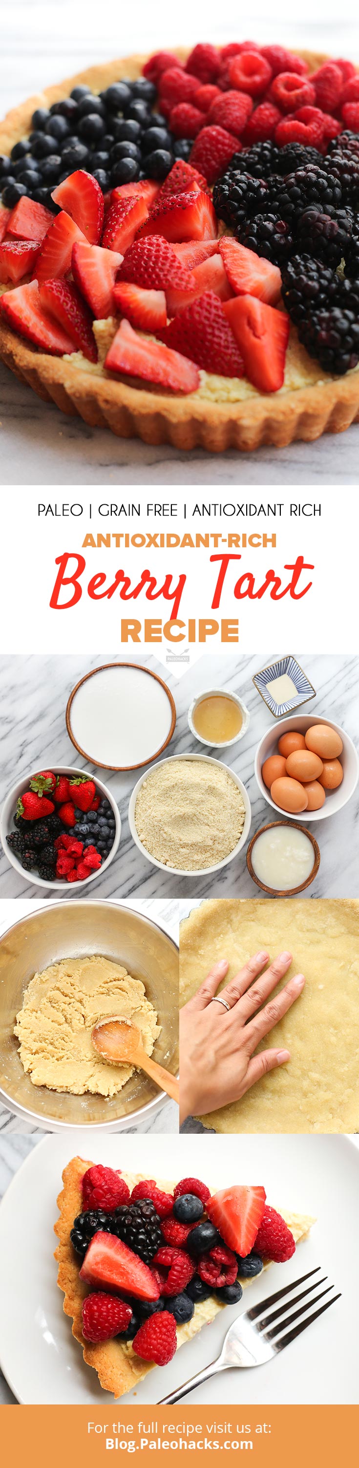 Whip up this fresh tart with a creamy coconut filling, delicious grain-free crust, and topped with antioxidant-rich berries.