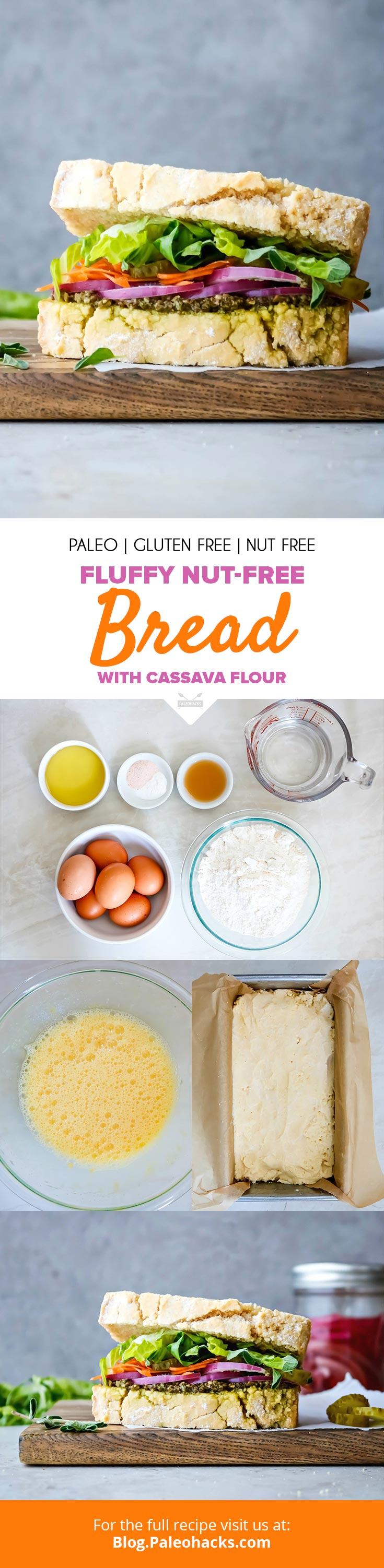 Looking for the perfect sandwich bread to answer all your Paleo needs? Check out this protein-packed Cassava Bread for a gluten-free and nut-free alternative!