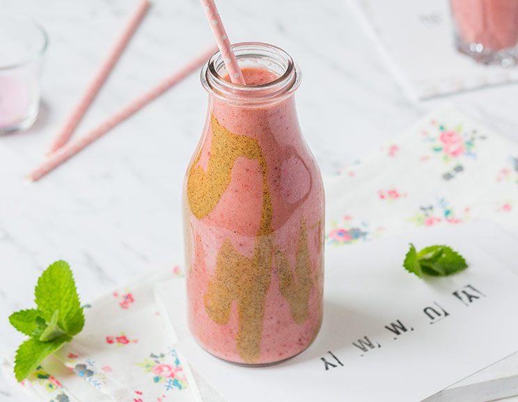 Peanut butter and jelly sandwiches get a healthy makeover with this Paleo-approved smoothie that’s a hit with the kids (and adults too!).