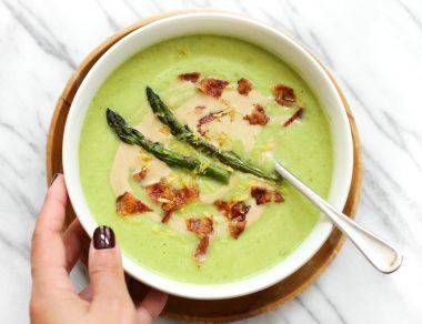 Roasted Asparagus Soup Recipe with Tahini Drizzle