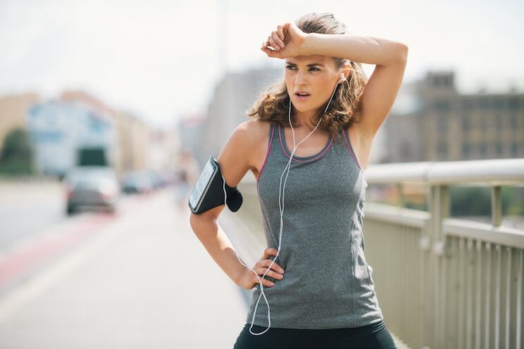 woman running and tired