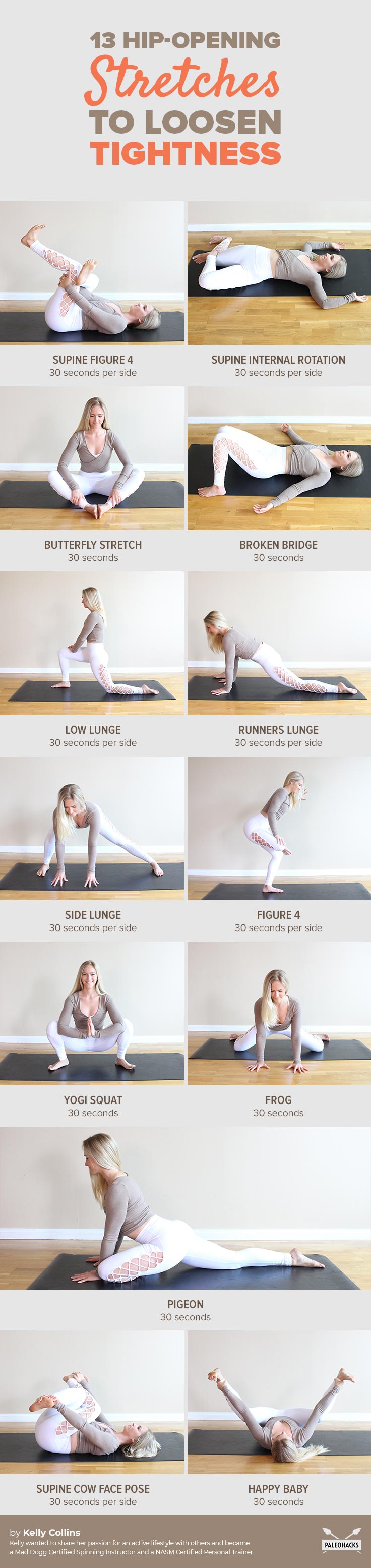 If you have tight glutes and legs from sitting all day, these gentle hip opening stretches can help reduce pain and stiffness.