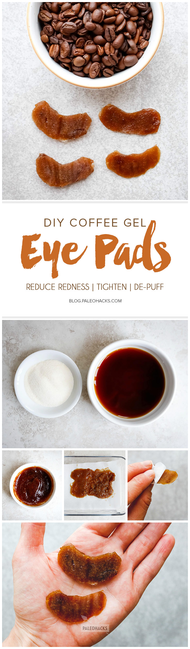 Rejuvenate your tired puffy eyes with these invigorating 2-ingredient DIY Collagen Coffee Eye Pads. Coffee: is there anything this superfood can't do?
