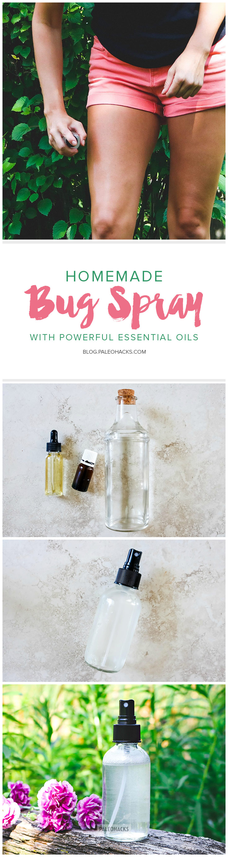 Use this three-ingredient Bug Spray to naturally repel pesky bugs. Spray this natural repellant before going outdoors to naturally protect your skin.